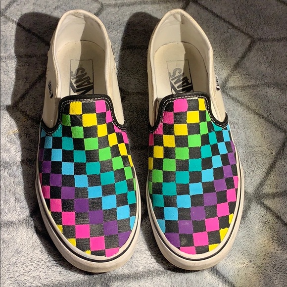 checkered vans painted